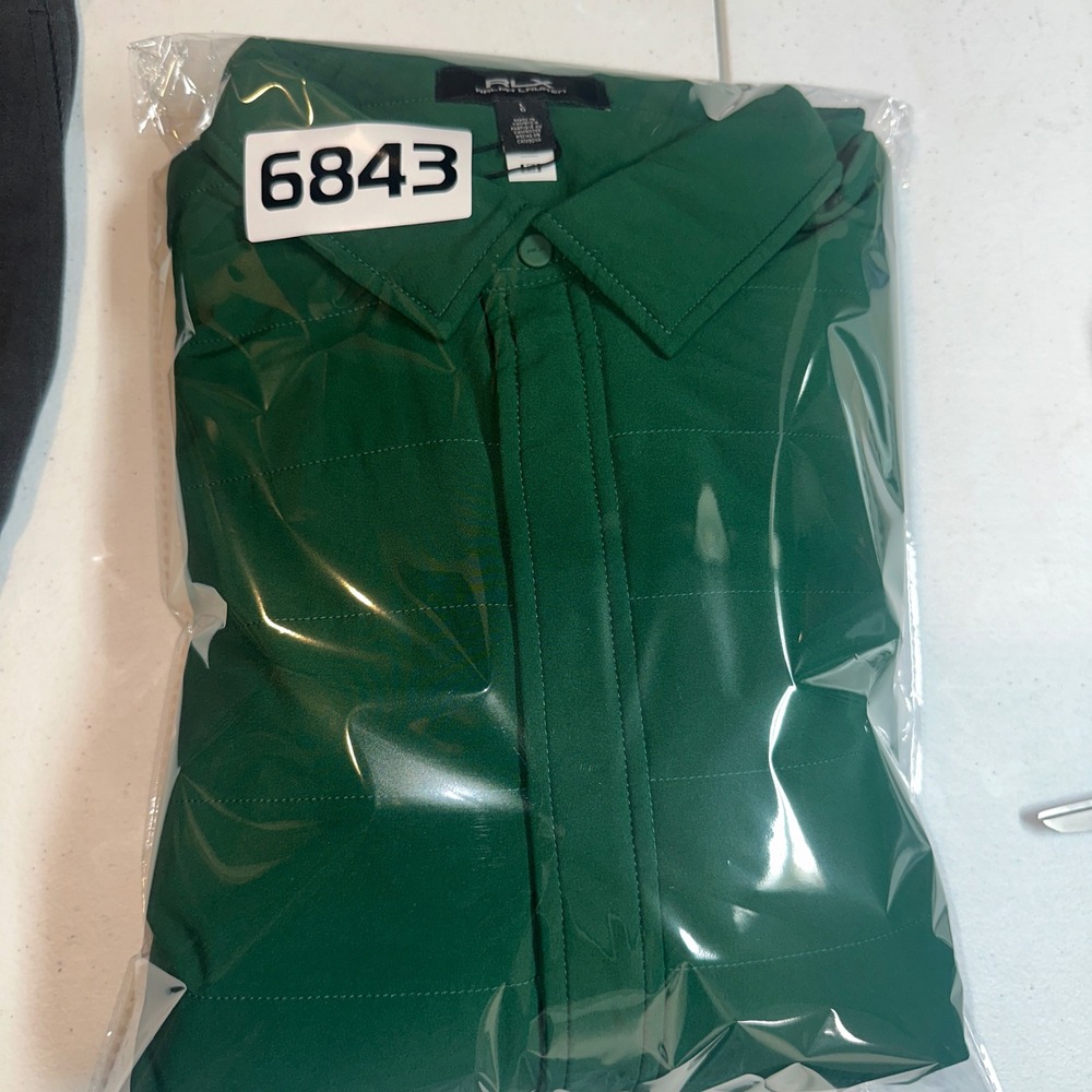 RLX Ralph Lauren Mens Quilted Shirt Jacket Green Snap Zip Front Golf Large NWT - Picture 11 of 11